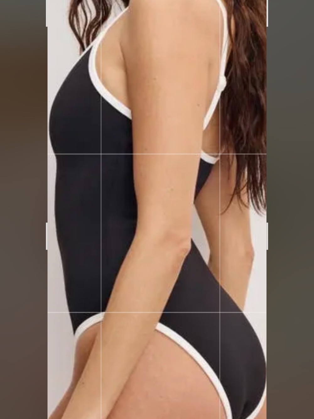 Women's Black One-Piece Swim Suit with White Trim, SZ M, New with Tags - R-B